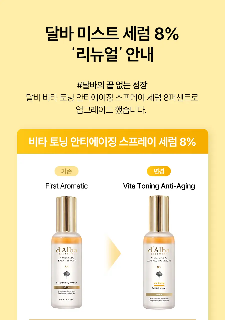 [생기탄력/비타VER] 달바 비타 토닝 안티에이징 스프레이 세럼 8퍼센트 70ml 상세페이지 6